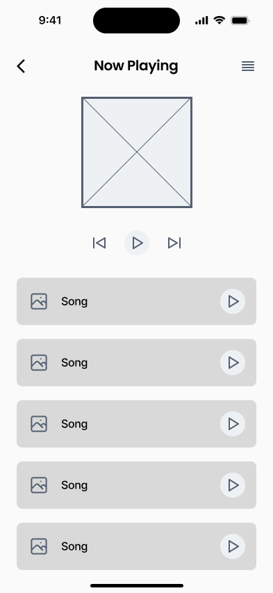 Now Playing Wireframe